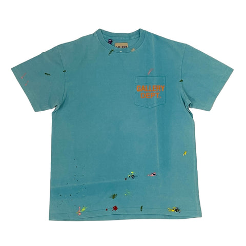 GALLERY DEPT. VINTAGE LOGO PAINTED TEE-TURQUOISE- | Grand Gallery